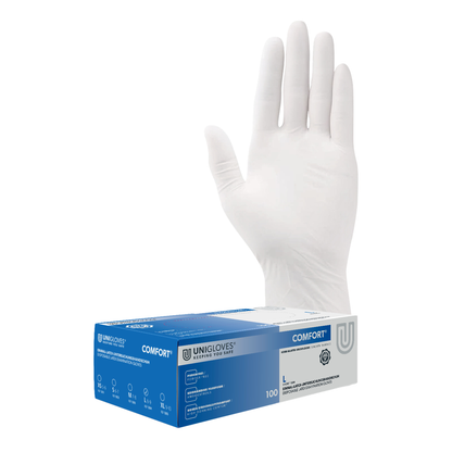 Unigloves Latexhandschuhe COMFORT 100 Stück/Box  vers. Gr.  XS-XL