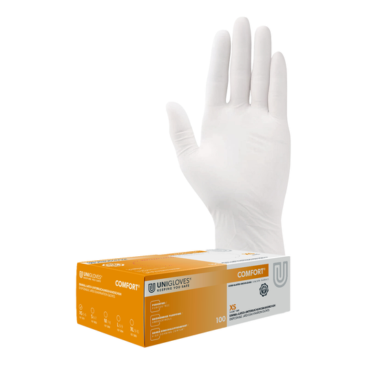 Unigloves Latexhandschuhe COMFORT 100 Stück/Box  vers. Gr.  XS-XL