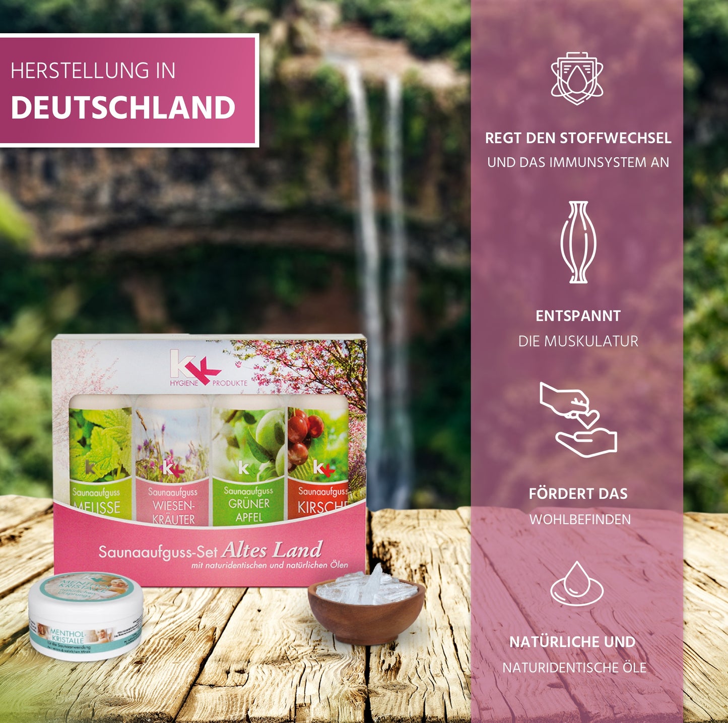 KK Saunaaufguss Set Altes Land | Saunakonzentrat | 4 x 100 ml/Flasche