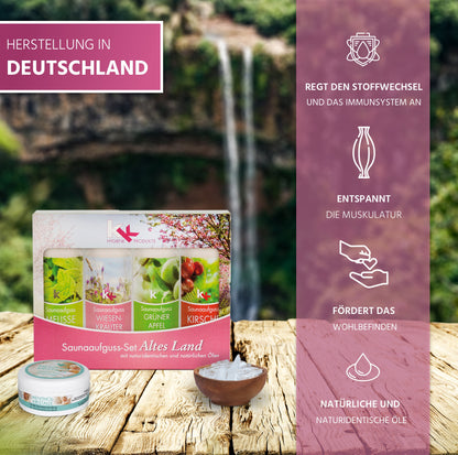 KK Saunaaufguss Set Altes Land | Saunakonzentrat | 4 x 100 ml/Flasche