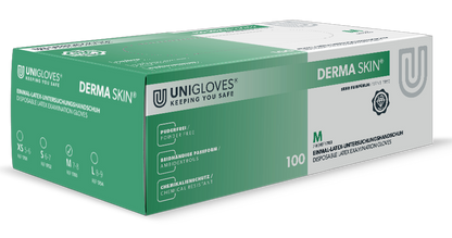 Unigloves Latexhandschuhe DERMA SKIN  vers. Größen XS-L 100 Stück/Box