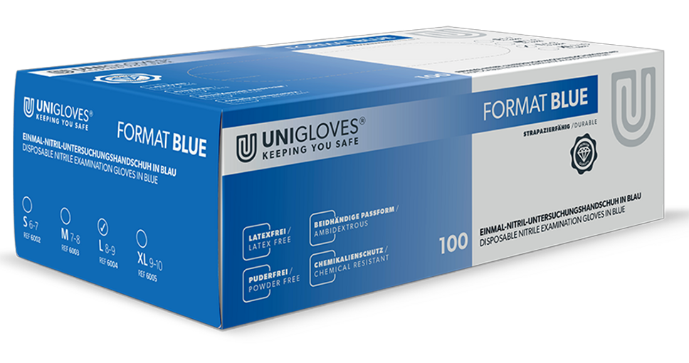 Unigloves FORMAT Nitrilhandschuhe  Blue S-XL 100 Stück/Box