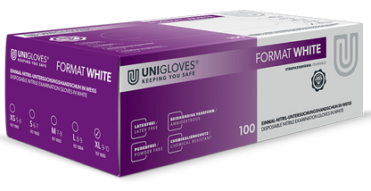Unigloves Nitrilhandschuhe FORMAT WHITE XS-XL 100 Stück/Box
