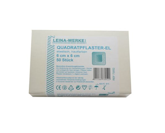 Quadratpflaster | Elastisch | Hautfarben | 6 cm x 6 cm | 50-teilig | 73052