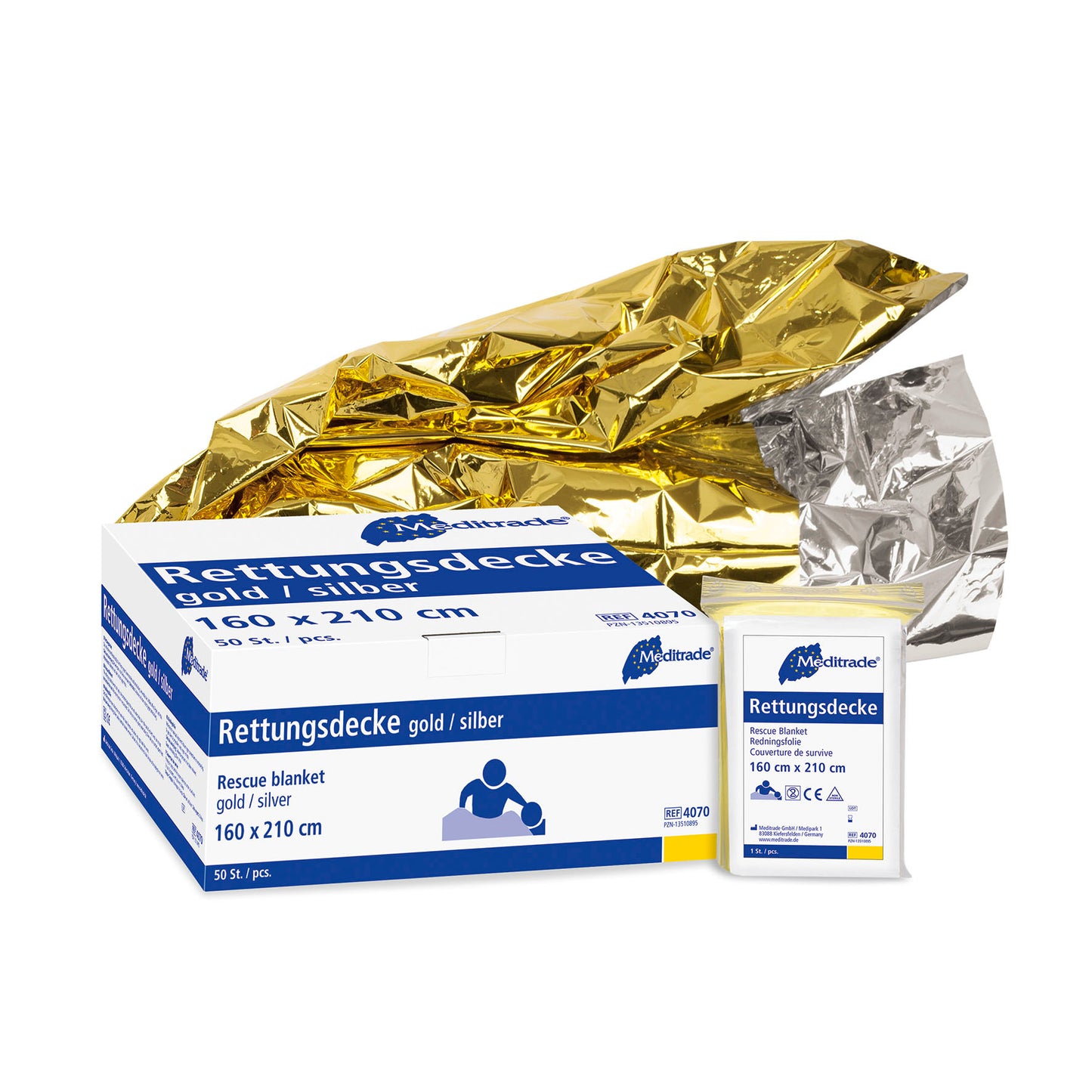 Rettungsdecke | 160 x 210 cm | Gold/Silber | 50 Stück/Packung