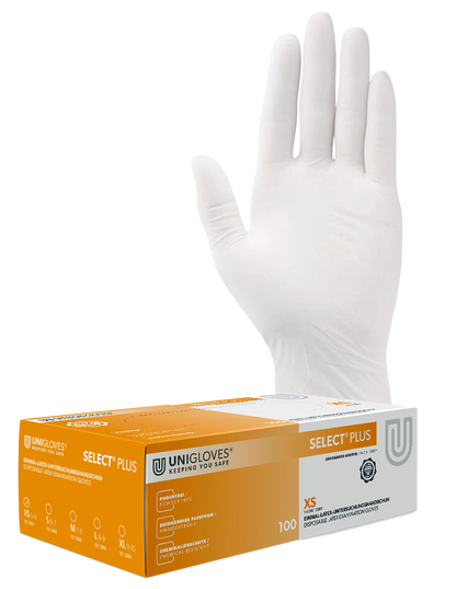 Unigloves Select Plus Latexhandschuhe XS - XL 100 Stück/Box