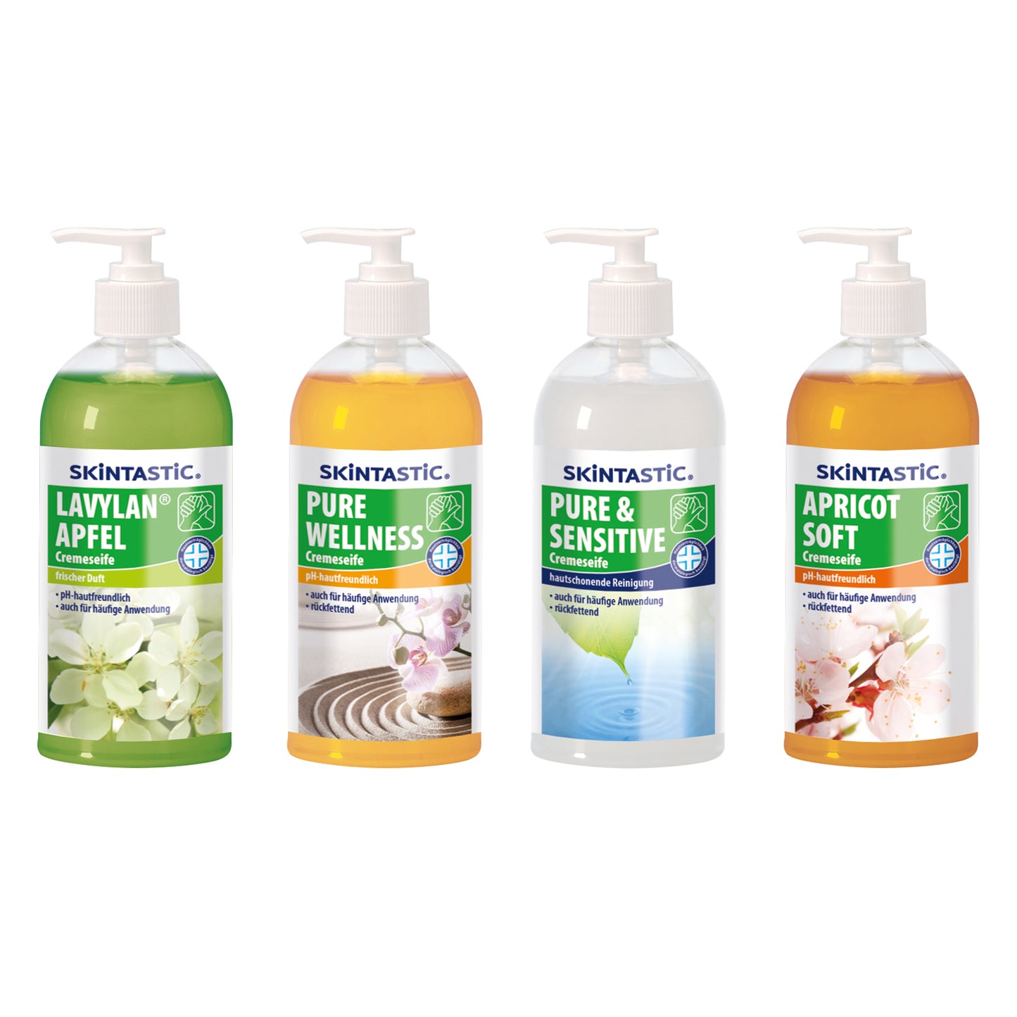 Skintastic® Cremeseife Pure & Sensitiv, Apricot, Pure Wellness oder Apfel | 500 ml Pumpspender