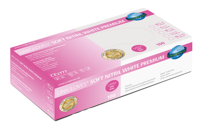 Unigloves Nitrilhandschuhe Soft Nitril WHITE Premium vers. Größen XS-XL 100 St./Box
