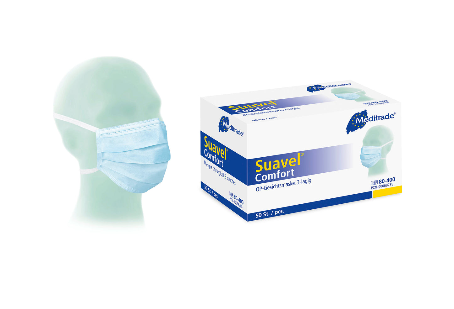 Suavel Comfort | OP-Mundschutz | 3-Lagig | Blau | 50 Stück/Packung