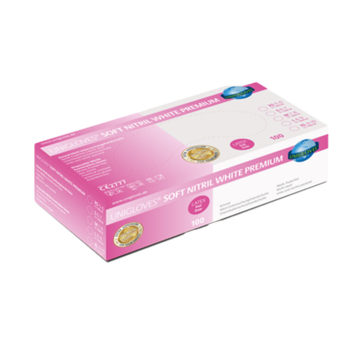 Unigloves Nitrilhandschuhe SOFT NITRIL WHITE S-XL 200 Stück/Box