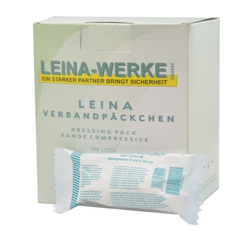 Verbandpäckchen | 8 cm x 10 cm | Wundkompressen auf Fixierbinde | Karton mit 20 Stück