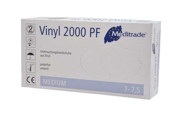 Meditrade Vinylhandschuhe VINYL 2000 PF 100 Stück/Box  Gr. XS-XL