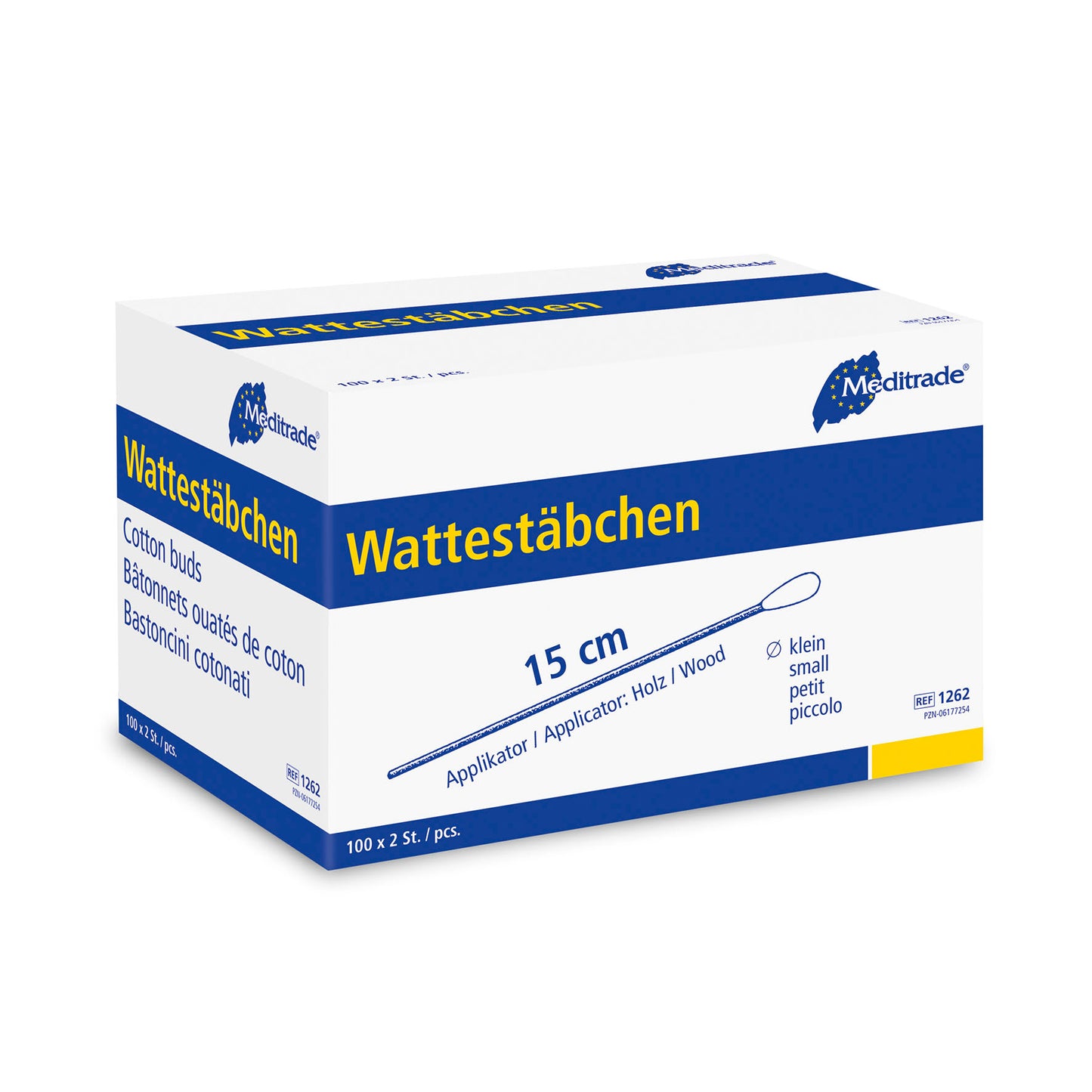 Wattestäbchen mit Holzgriff | Steril | Kleiner Kopf | 100 Pouch à 2 Stück