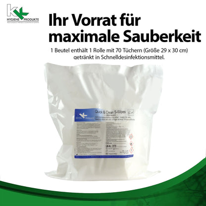 KK Quick & Clean alkoholische S-Wipes  ready to use Refillbeutel 70 Tücher/Rolle