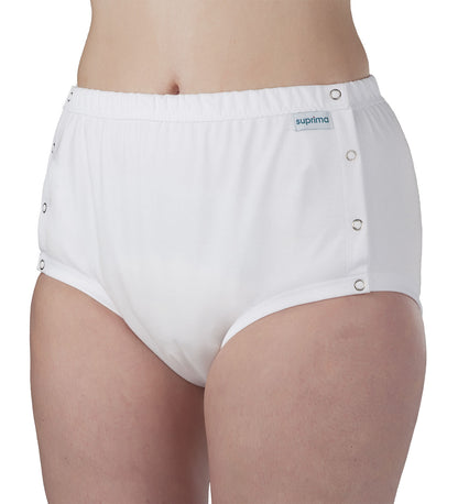 Suprima Baumwoll / PU Slip Unisex Größen 36/38-48/50 knöpfbar Weiß 1269