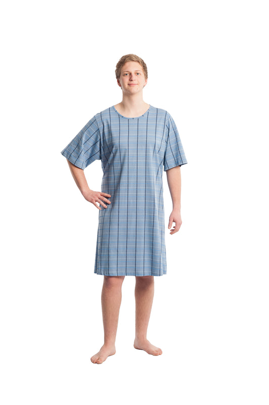 Suprima Pflegehemd Herren 1/2 Arm Größe M/L - XL/XXL Kariert 4079