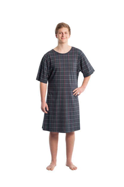 Suprima Pflegehemd Herren 1/2 Arm Größe M/L - XL/XXL Kariert 4079