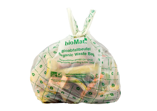 BIOMAT® Bio Abfallbeutel | 20 Liter | mit Henkel | 26 Stück/Rolle