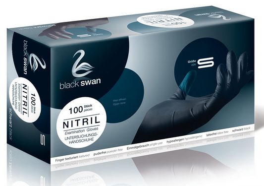 care integral BLACK SWAN Nitrilhandschuhe Schwarz S-XL Box mit 100 Stück
