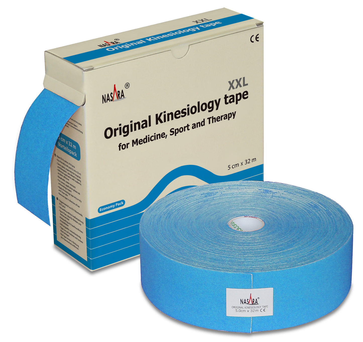 Nasara Kinesiologie Tape XXL Großrolle 5 cm x 32 m ver. Farben