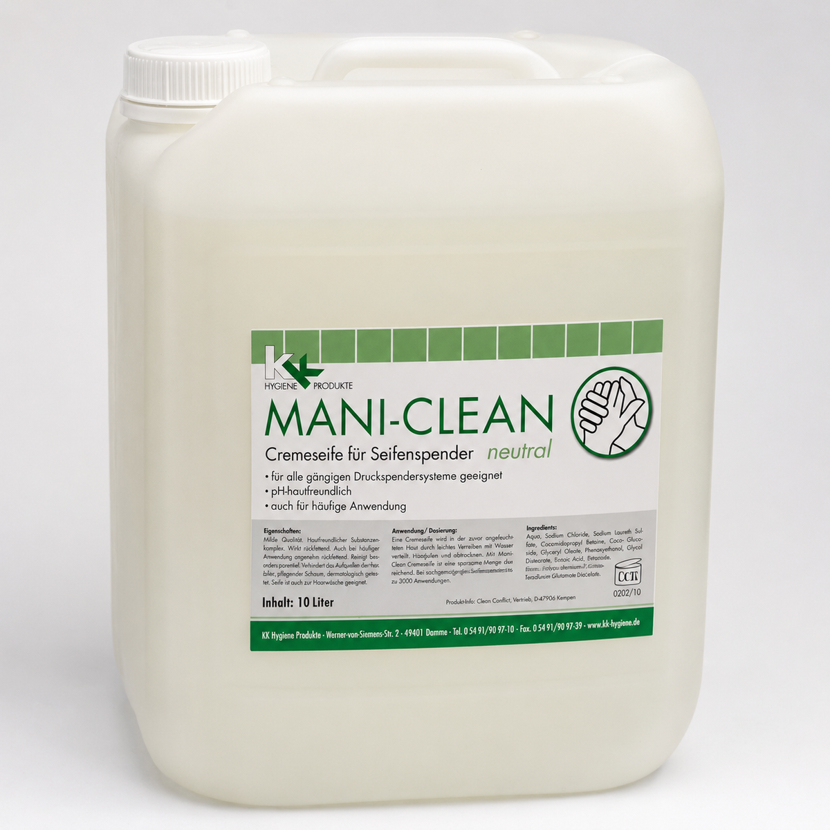 KK Mani-Clean neutral Seif | Cremeseife | 10 Liter Kanister