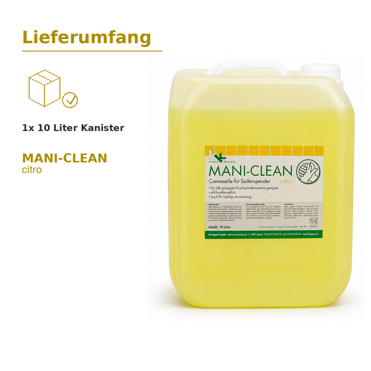 KK Mani-Clean Citro Seife | Handwaschseife | 10 Liter Kanister