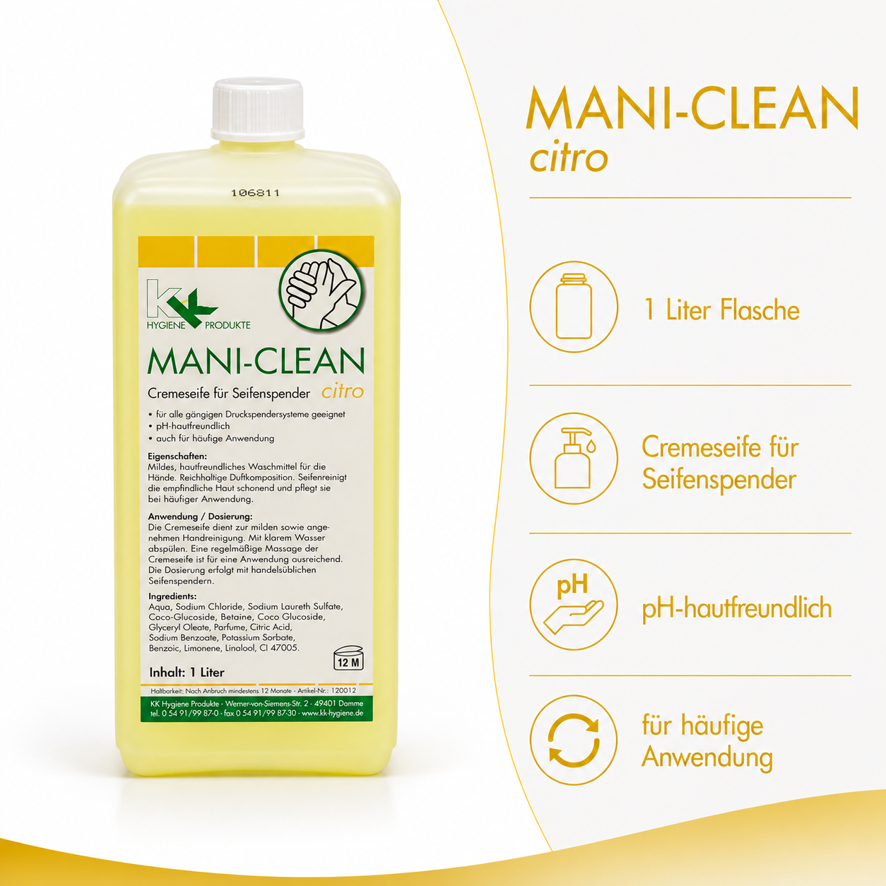 KK Mani-Clean Citro Seife Handwaschseife 1 Liter Euroflasche