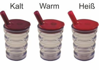 Sundo | Rillenbecher | Mit Temperaturanzeige | Transparent