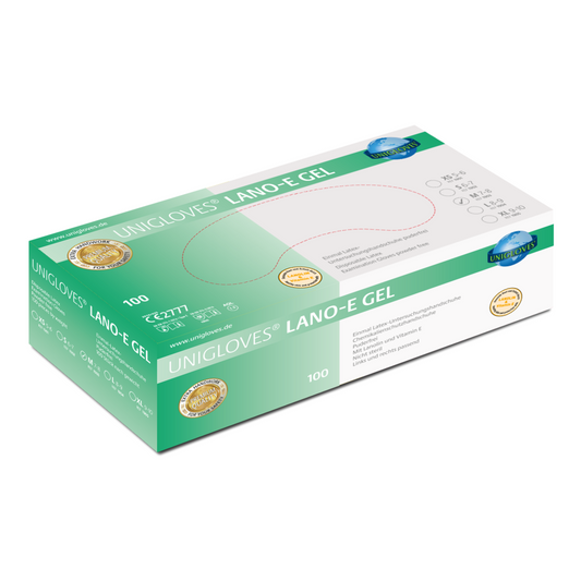 Unigloves LANO-E GEL Latexhandschuhe  Größe XS-XL 100 Stück/Box