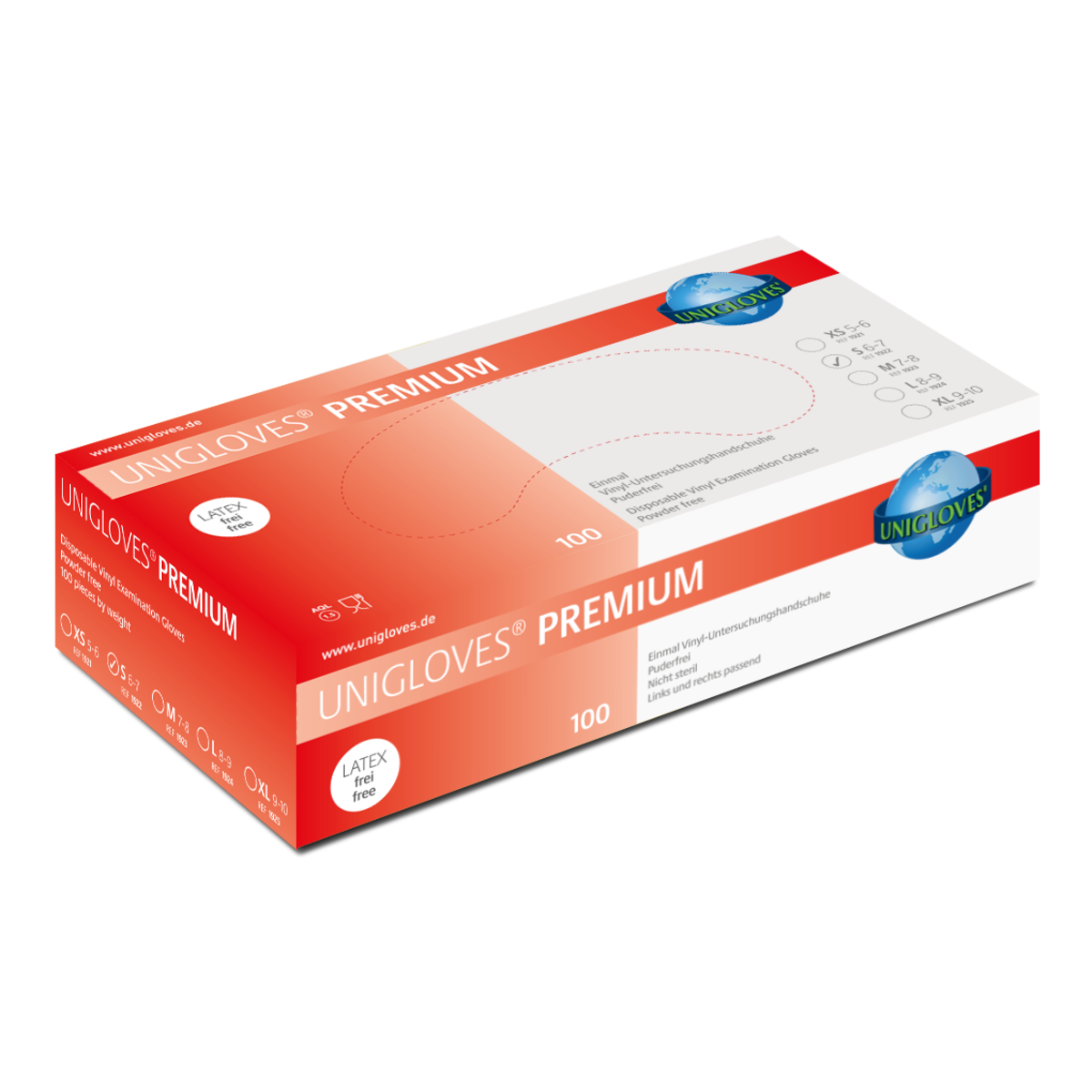 Unigloves Vinylhandschuhe PREMIUM S-XL 100 Stück/Box