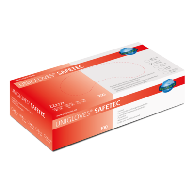 Unigloves SAFETEC Latexhandschuhe Weiß Größe XS-XL 100 Stück/Box