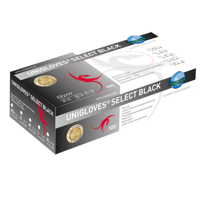 Unigloves Latexhandschuhe SELECT BLACK XS - XL 100 Stück/Box