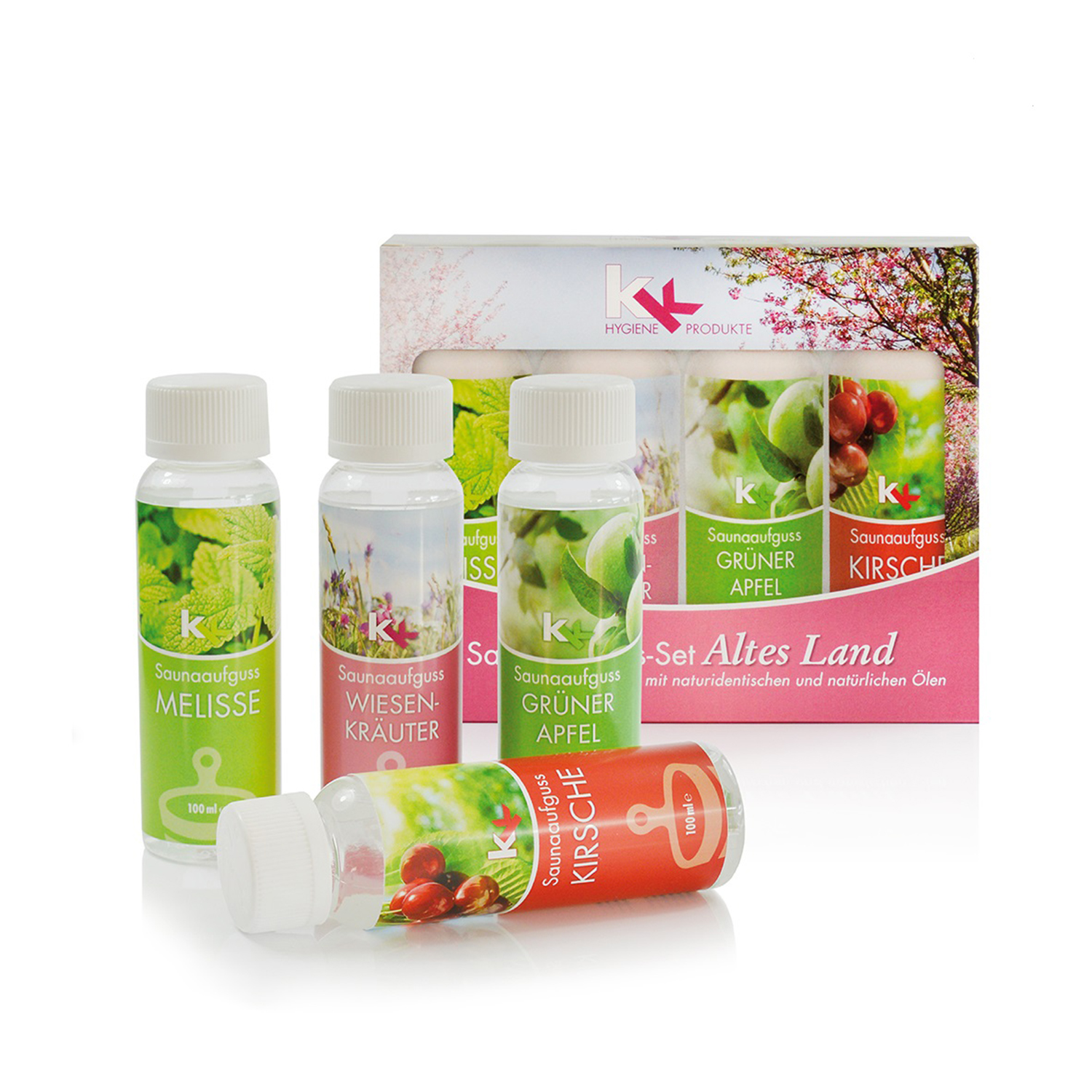 KK Saunaaufguss Set Altes Land | Saunakonzentrat | 4 x 100 ml/Flasche