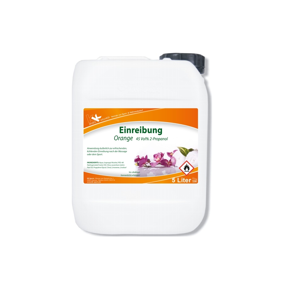 KK Einreibung Orange (45 Vol.%) 5 Liter Kanister KK Einreibung Orange (45 Vol.%) 5 Liter Kanister