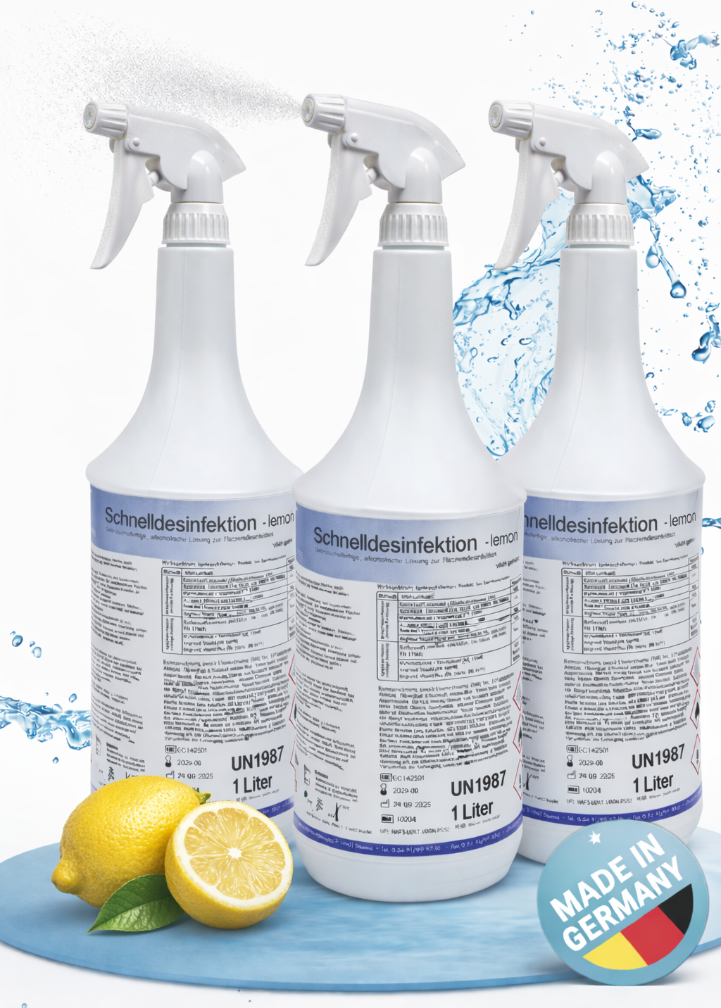 KK Schnelldesinfektion in praktischer Sprühflasche 3 x 1 Liter Duft: Lemon