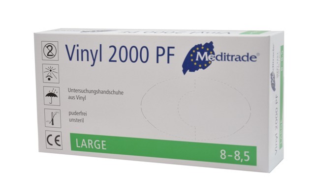 Meditrade Vinylhandschuhe VINYL 2000 PF 8-9 Large 100 Stück/Box Meditrade Vinylhandschuhe VINYL 2000 PF 8-9 Large 100 Stück/Box