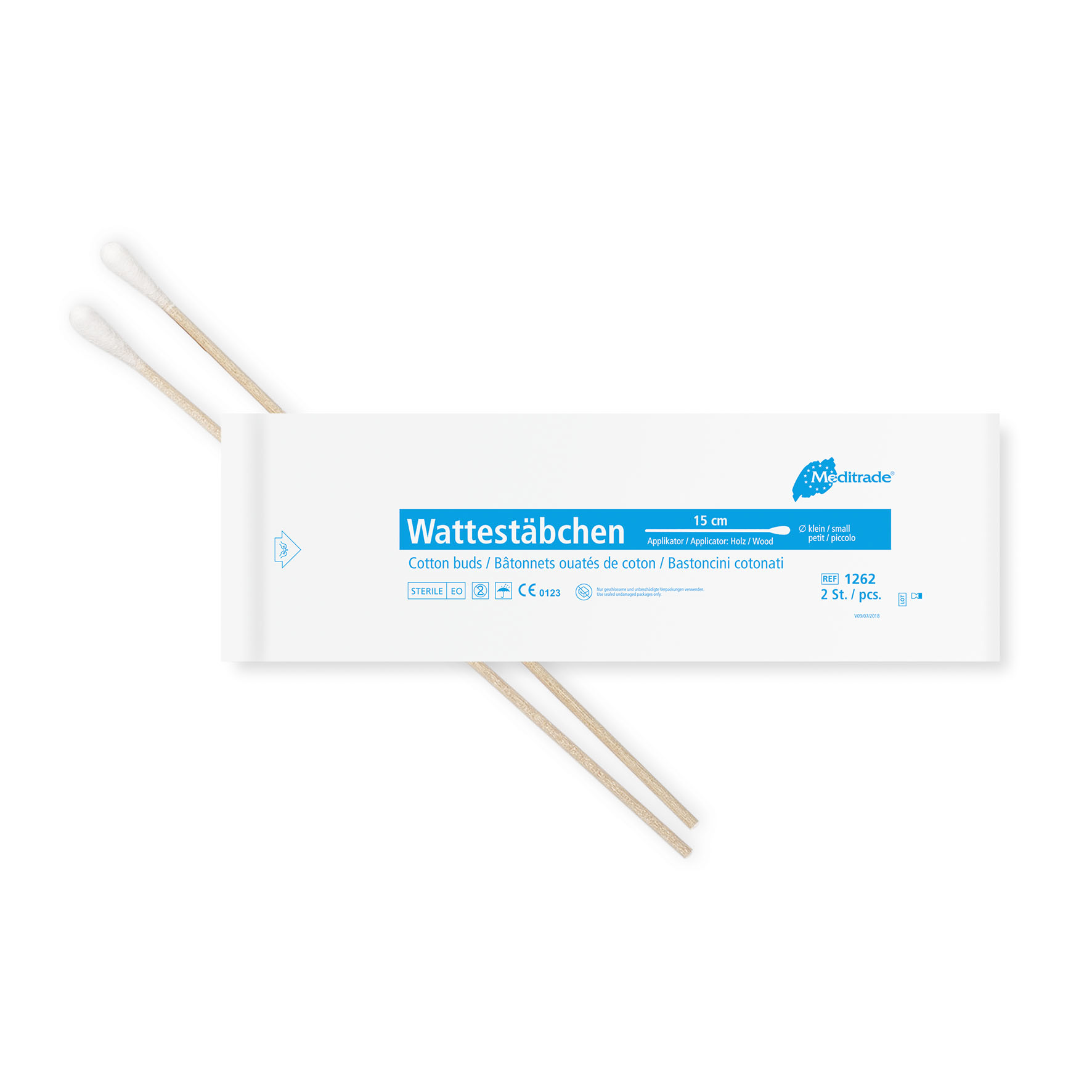 Wattestäbchen mit Holzgriff | Steril | Kleiner Kopf | 100 Pouch à 2 Stück Wattestäbchen mit Holzgriff | Steril | Kleiner Kopf | 100 Pouch à 2 Stück