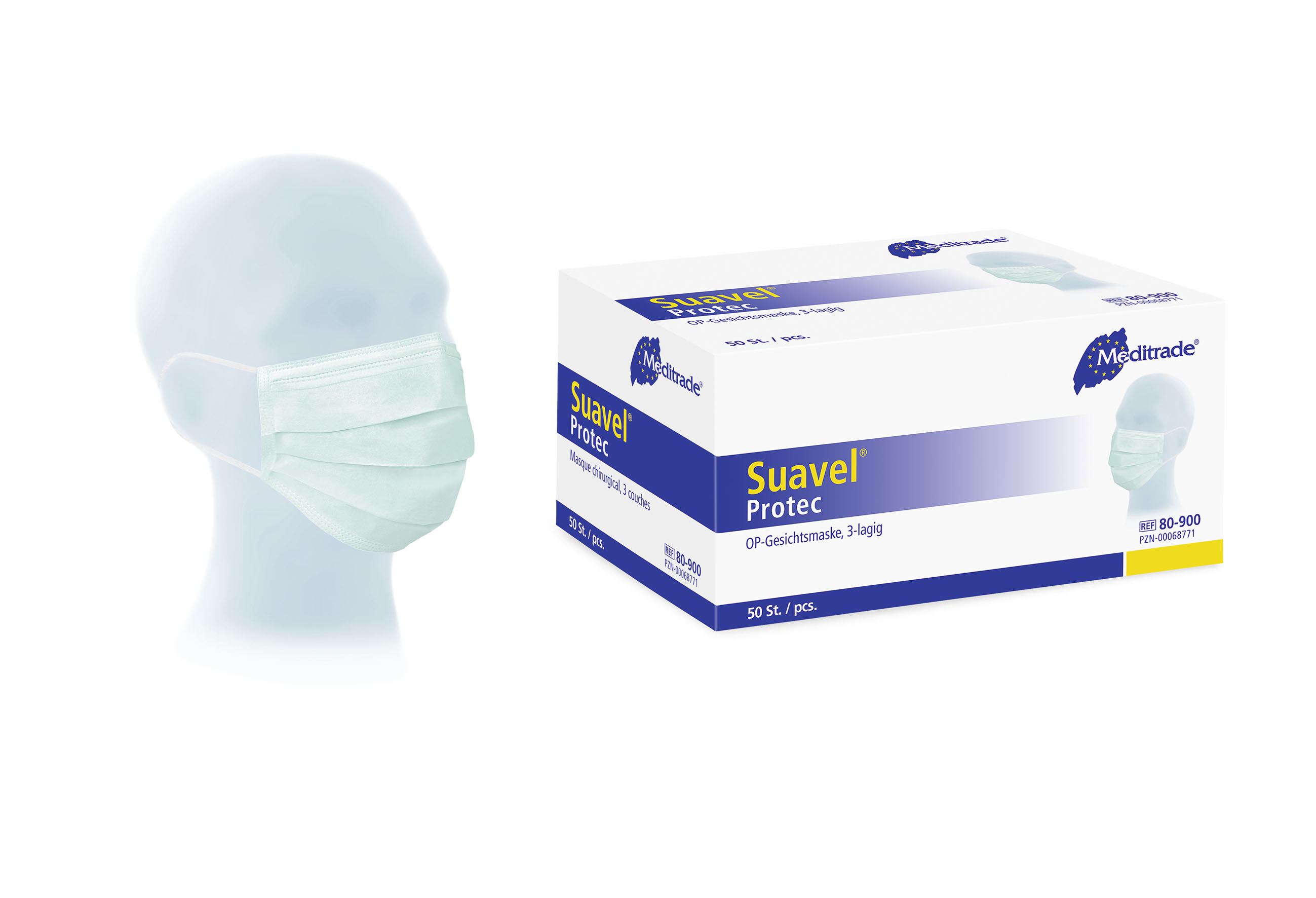 Suavel Protec | OP-Mundschutz | 3-Lagig | Grün | 50 Stück/Packung Suavel Protec | OP-Mundschutz | 3-Lagig | Grün | 50 Stück/Packung