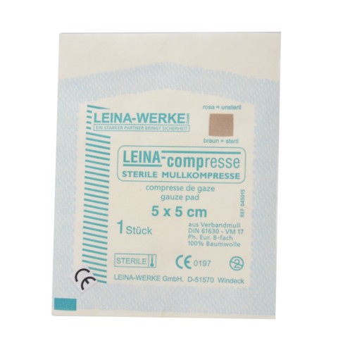 Mullkompressen | 5 cm x 5 cm | Steril | Weiß | 1 Stück Mullkompressen | 5 cm x 5 cm | Steril | Weiß | 1 Stück