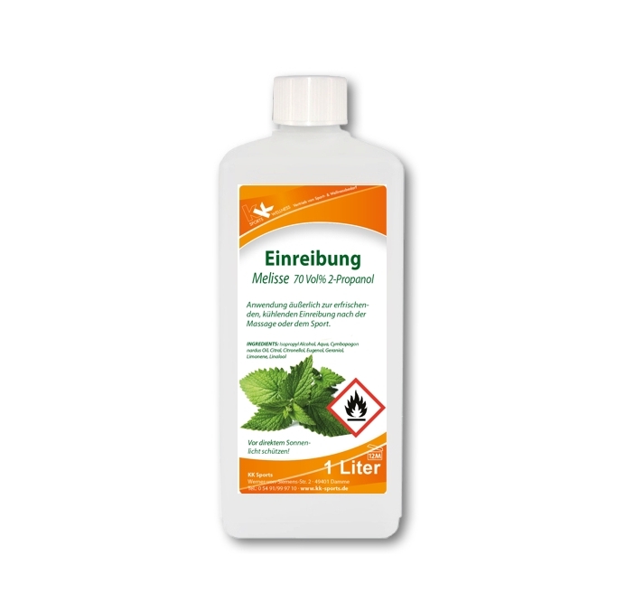 KK Einreibung Melisse (70 Vol.%) 1 Liter Flasche KK Einreibung Melisse (70 Vol.%) 1 Liter Flasche