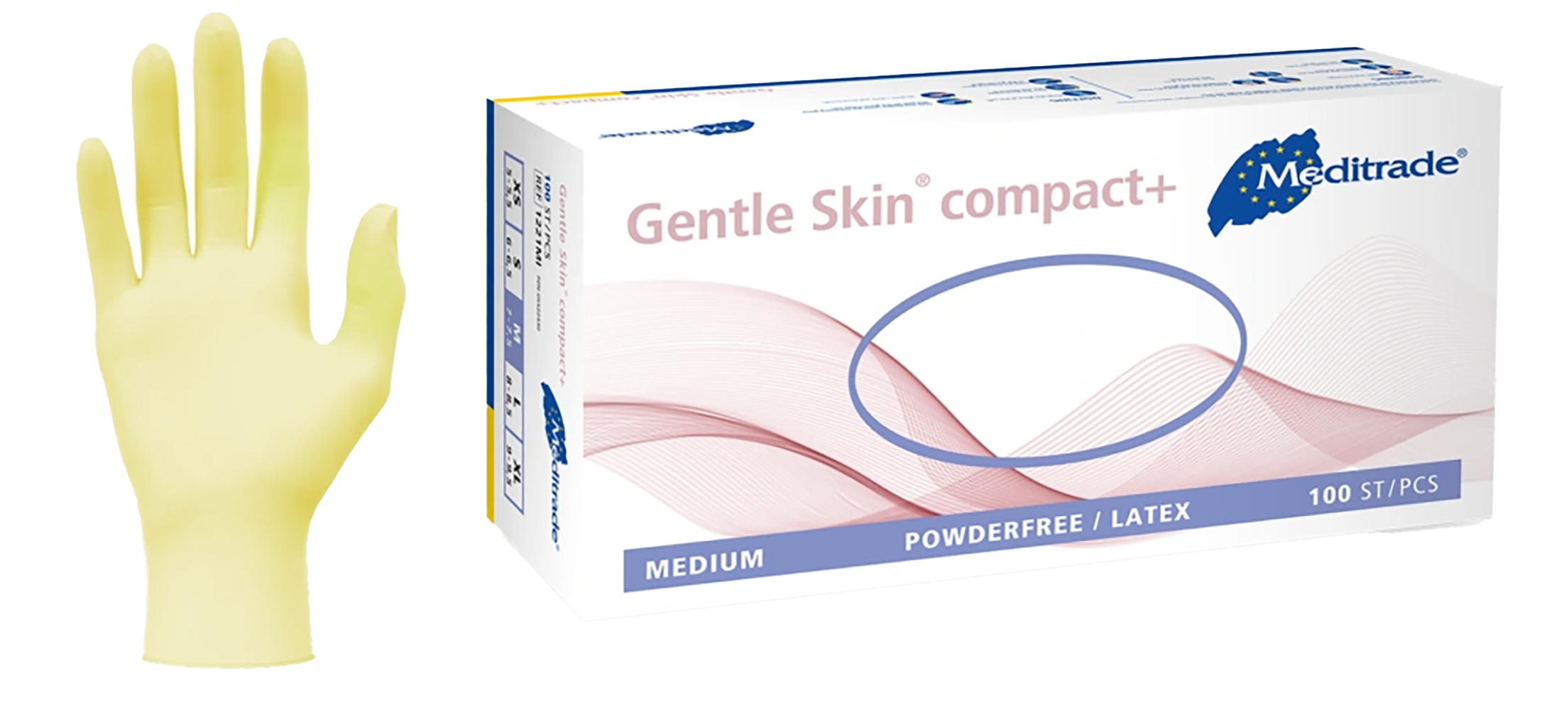 Meditrade Latexhandschuhe Gentle Skin compact+ XS - XL 100 Stück/Box