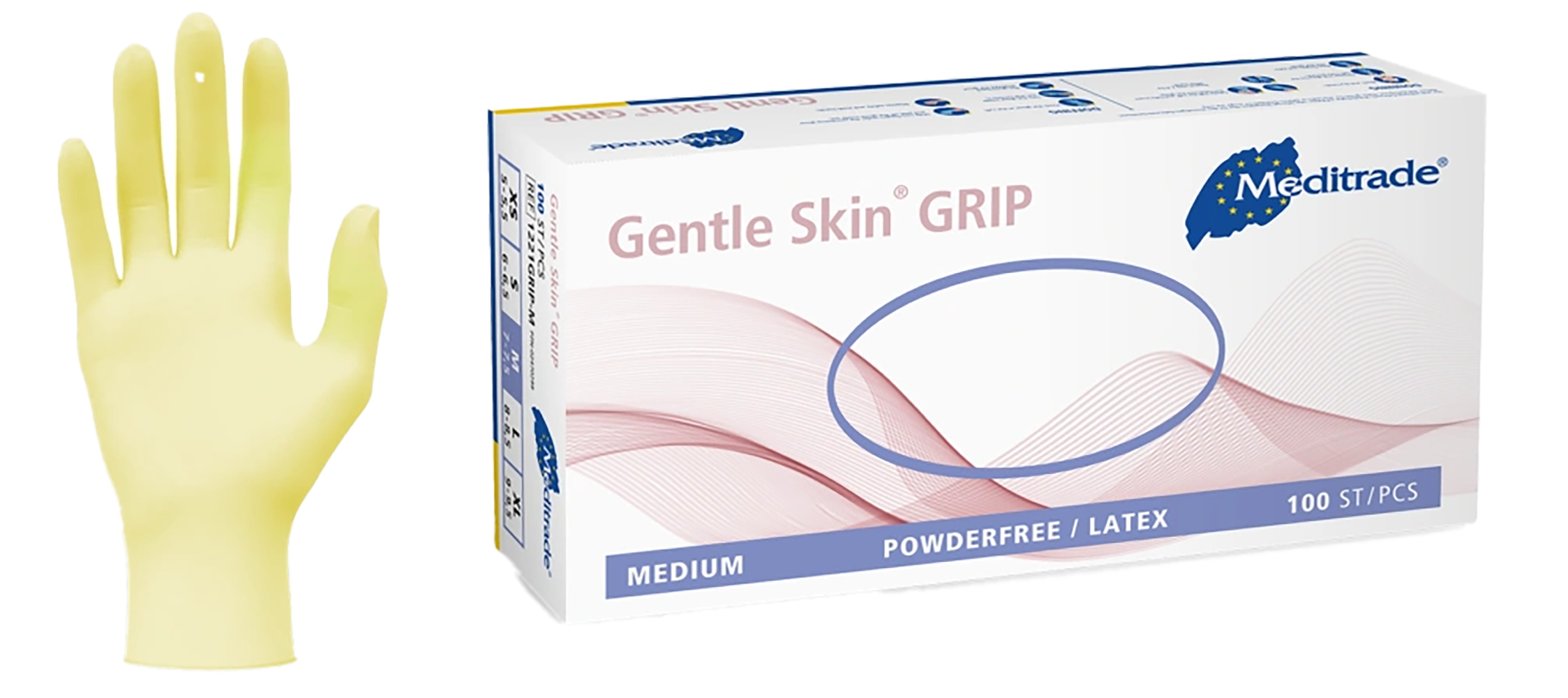 Meditrade Latexhandschuhe Gentle Skin® grip XS - XL 100 Stück/Box