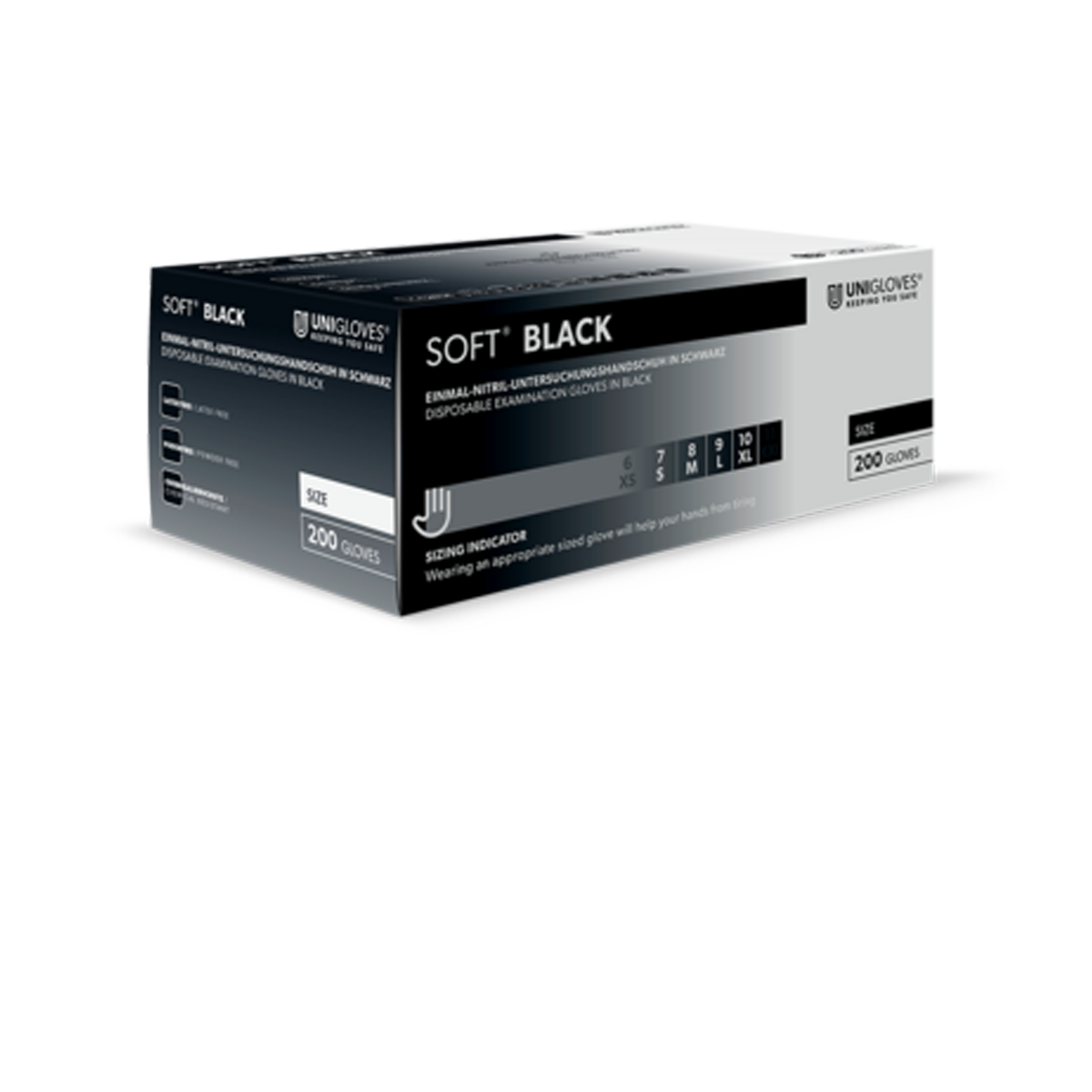 Unigloves Nitrilhandschuhe SOFT BLACK S-XL 200 Stück/Box