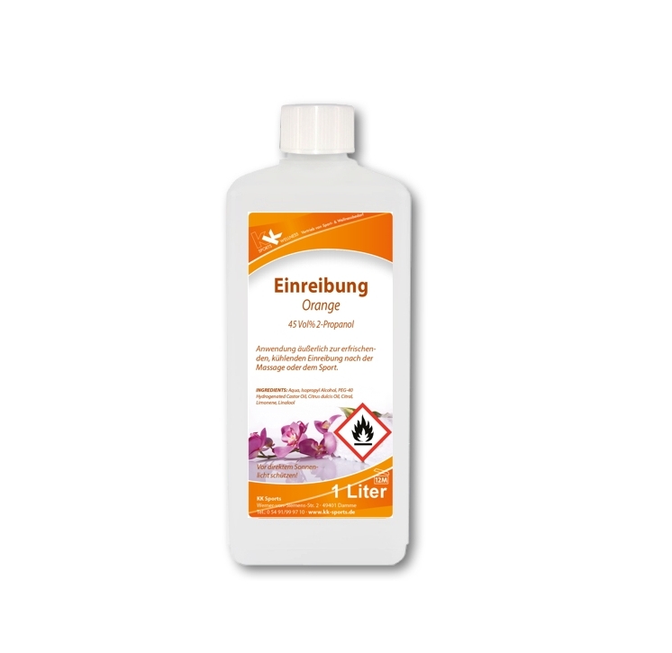 KK Einreibung Orange (45 Vol.%) 1 Liter Flasche KK Einreibung Orange (45 Vol.%) 1 Liter Flasche