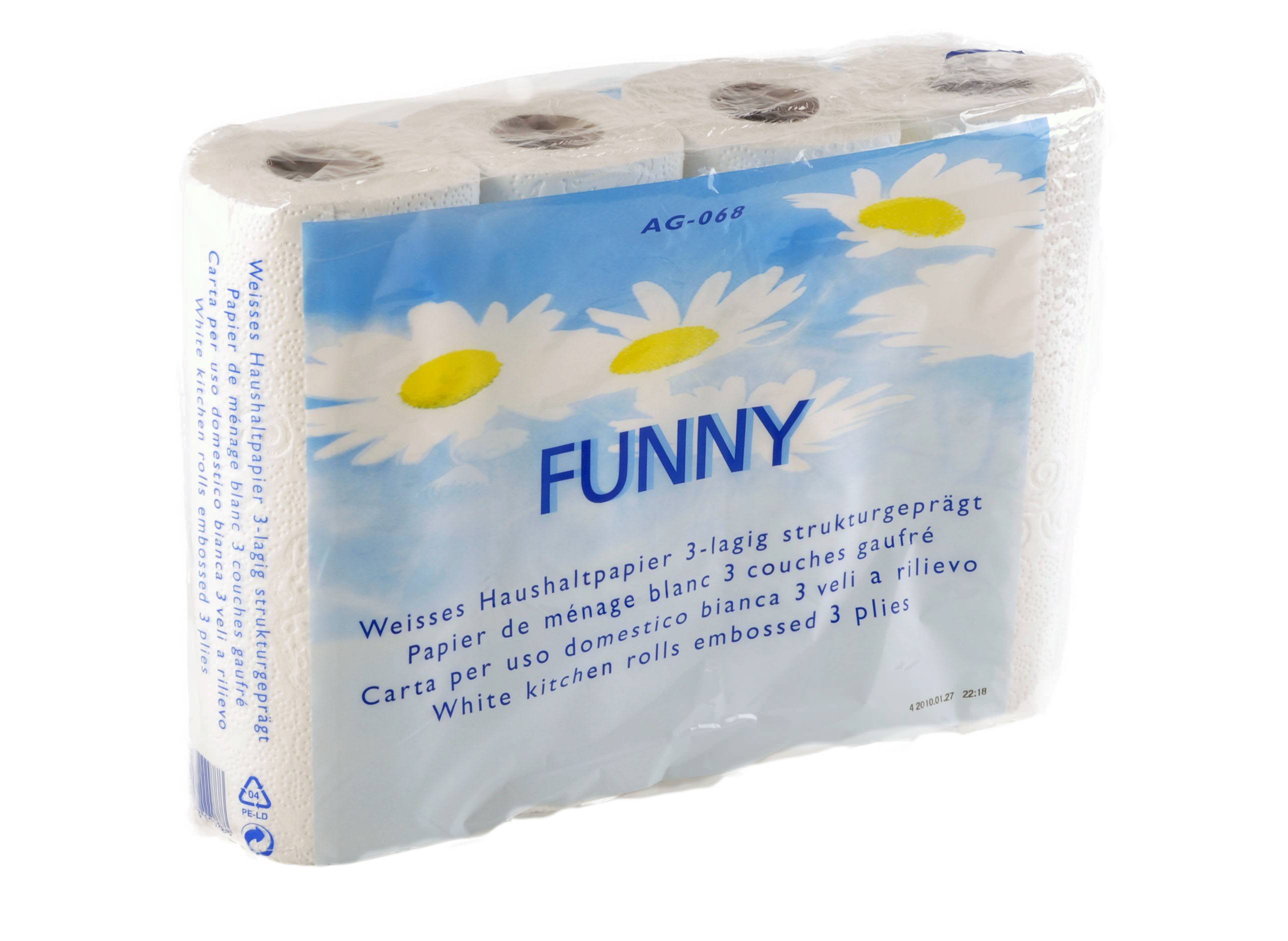 Küchenrolle | 3-lagig | 50 Blatt | 4 Rollen/Packung | AG-068 Küchenrolle | 3-lagig | 50 Blatt | 4 Rollen/Packung | AG-068