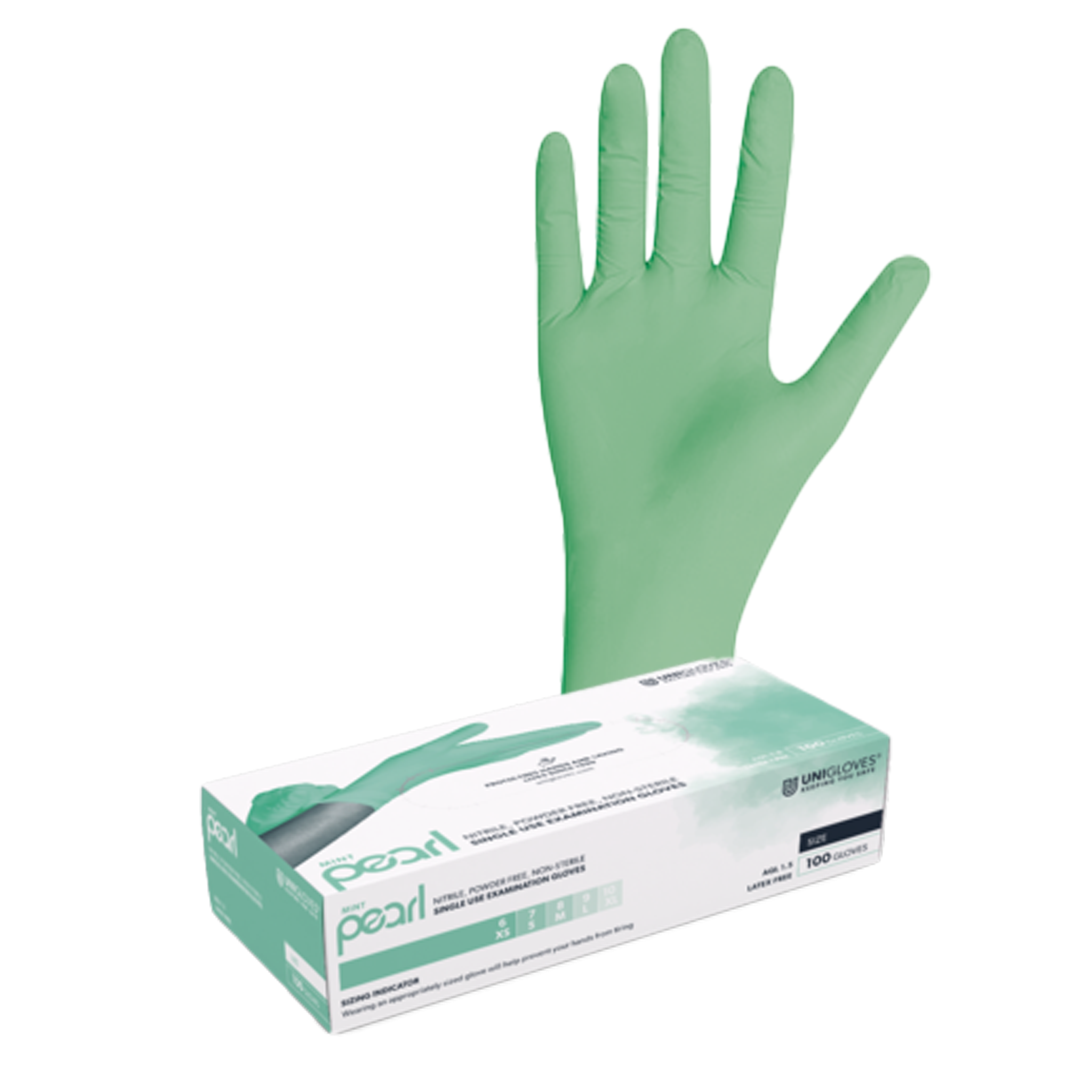 Unigloves MINT PEARL Nitrilhandschuhe XS - XL 100 St/Box Unigloves MINT PEARL Nitrilhandschuhe XS - XL 100 St/Box