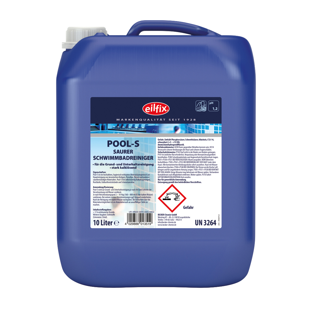 Eilfix® Pool S | Schwimmbadreiniger sauer | 10 Liter Kanister Eilfix® Pool S | Schwimmbadreiniger sauer | 10 Liter Kanister