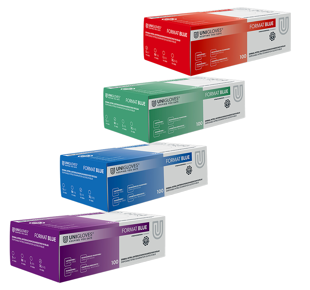 Unigloves FORMAT Nitrilhandschuhe  Blue S-XL 100 Stück/Box