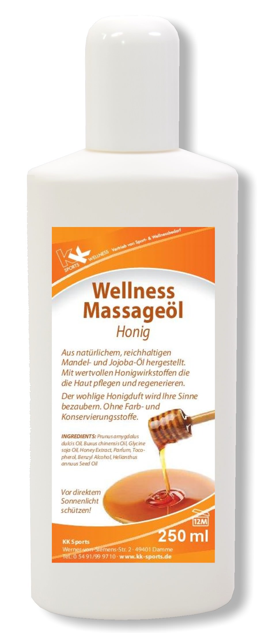 KK Wellness Massageöl Honig 250 ml Flasche