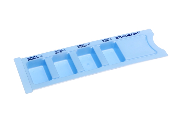 Medikamentendispenser | 4 Fächer | Blau | 200 Stück/Karton | 09180-B Medikamentendispenser | 4 Fächer | Blau | 200 Stück/Karton | 09180-B